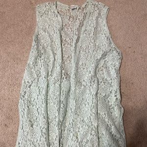 LuLaRoe Joy Vest - Mint Lace XL